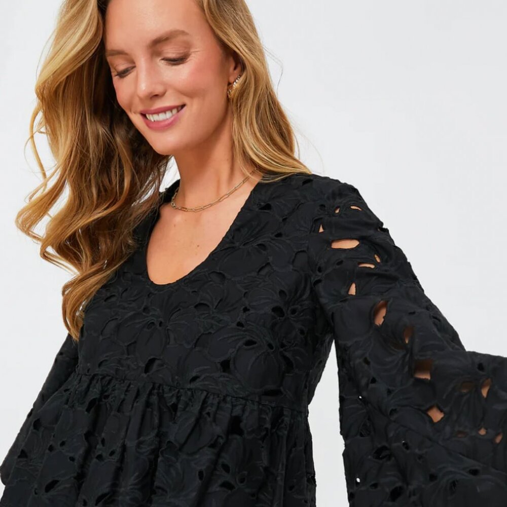 Tuckernuck Black Floral Lace Sylvie Blouse